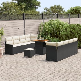 Conjunto de Sofá de Jardim de 11 Peças com Almofadas de Rattan Poly Pr