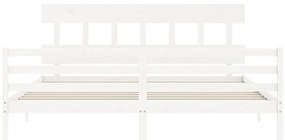 Estrutura de cama com cabeceira 200x200cm madeira maciça branco