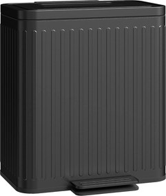 HOMCOM Lixeira de cozinha, 2 x 20 L compartimentos, separação eficiente de resíduos, pedal, plástico, metal, preto | Aosom Portugal