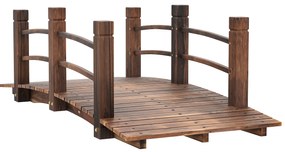 Outsunny Ponte de Jardim de Madeira com Corrimão Ponte Decorativa para Pátio 152,5x67x48 cm Madeira Carbonizada