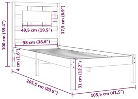 Estrutura de cama 100x200 cm pinho maciço branco