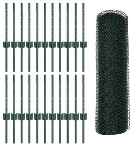 Postes de Cerca vidaXL 11 pcs U-Channel Verde 40 cm Aço