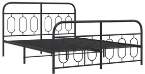 Estrutura de cama com cabeceira e pés 140x190 cm metal preto