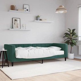 Sofá-cama com colchão 80x200 cm veludo verde-escuro