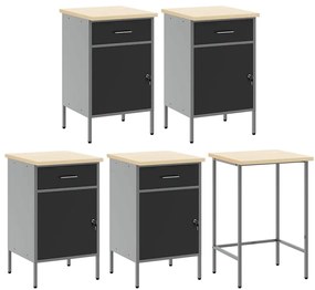 Conjunto de Armário e Painel de Ferramentas com 12 Peças vidaXL Preto