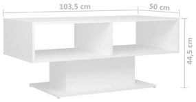 Mesa de centro 103,5x50x44,5 cm contraplacado branco
