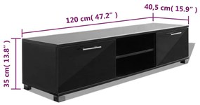 Móvel de TV Arcos de 120 cm - Preto Brilhante - Design Moderno