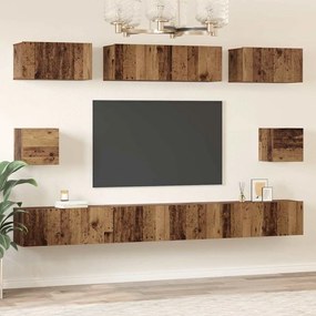 Conjunto de Estantes para TV 8 pcs Madeira antiga