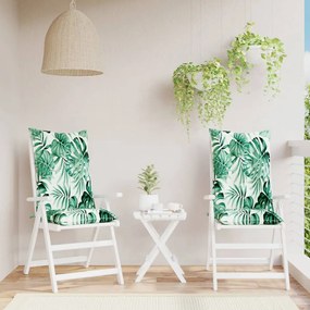 vidaXL Almofadões para cadeiras altas de jardim 2 pcs tecido folhas