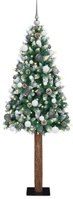 vidaXL Árvore de Natal Magra LEDs &amp; Conjunto de Bolas Verde 210 cm PVC