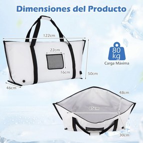 Saco térmico impermeável para peixe com fecho de correr, alça e válvula de drenagem; mantém o gelo durante 24 horas; geleira portátil em PVC, 122 cm B