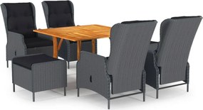 vidaXL 7 pcs conjunto de jantar para jardim cinzento-escuro
