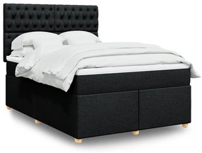 Cama com molas/colchão 160x200 cm tecido preto
