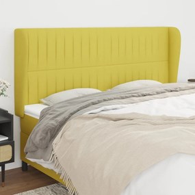 vidaXL Cabeceira de cama c/ abas tecido 183x23x118/128 cm verde
