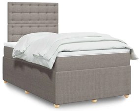 Cama com molas/colchão 120x200 cm tecido castanho-acinzentado