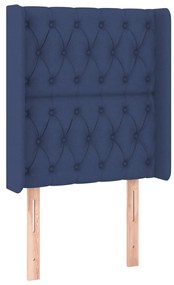 Cabeceira de cama c/ luzes LED tecido 83x16x118/128 cm azul