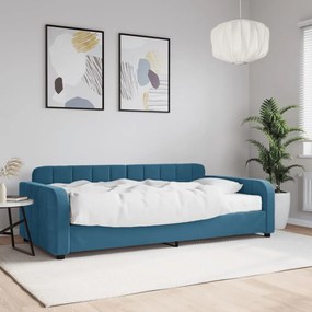 Sofá-cama com colchão 100x200 cm veludo azul