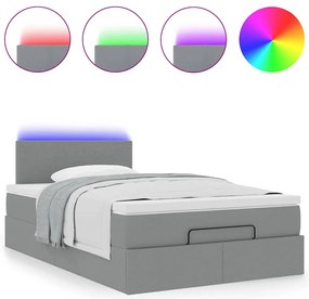 Cama otomana com colchão 120x190 cm tecido cinzento claro