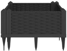 Vaso/floreira de jardim c/ estacas 42,5x42,5x28,5 cm PP preto