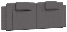 Estrutura cama c/ luzes LED 140x190 cm couro artificial cinza