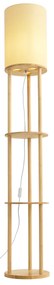 Candeeiro de pé moderno madeira com abajur bege - Stojon Moderno