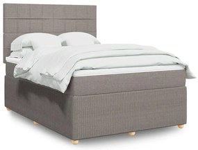 Cama com molas/colchão 140x200 cm tecido castanho-acinzentado