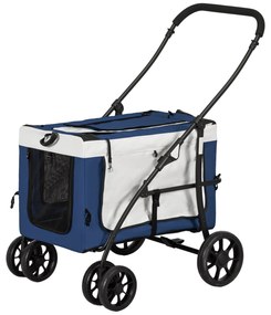 Carrinho para Animais de Estimação Carrinho para Cães Dobrável com Compartimento Desmontável 4 Portas 81x58x97,5 cm Azul