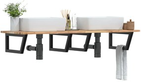 vidaXL Prateleira de parede p/ lavatório aço/madeira de acácia maciça