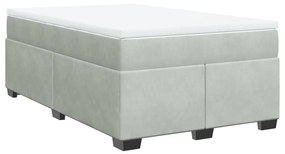 Cama boxspring c/ colchão 120x200 cm veludo cinzento-claro