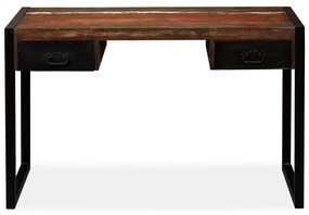 Mesa com 2 gavetas madeira recuperada maciça 120x50x76 cm
