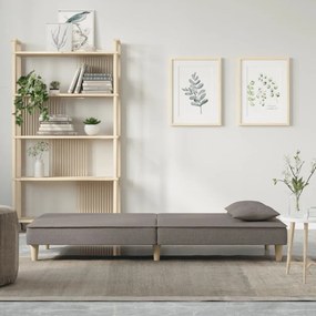 Sofá-cama tecido cinzento-acastanhado