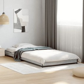 vidaXL Estrutura cama 100x200 cm derivados madeira/metal cinza sonoma