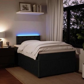 Cama boxspring com colchão 120x200 cm veludo preto