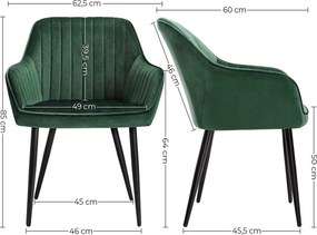 Conjunto de 2 cadeiras de sala de jantar 85 x 63 x 62,5 cm verde e preto