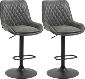 HOMCOM Banqueta de bar Banqueta de cozinha Design, altura ajustável, com apoio para os pés, 51 cm x 59 cm x 117 cm, Cinza escuro + Preto | Aosom Portugal