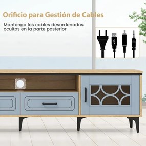 Móvel para TV de até 80 polegadas 180,5 x 35 x 46 cm com 2 gavetas, 2 compartimentos com porta e prateleira para sala de estar Natural