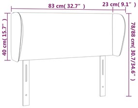 Cabeceira de cama c/ abas veludo 83x23x78/88 cm cinzento-escuro