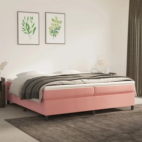 Estrutura de cama com molas 200x200 cm veludo rosa