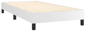 Cama box spring c/colchão/LED 100x200cm couro artificial branco