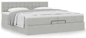 Estrutura de cama otomana com colchão 200x200 cm cinzento claro