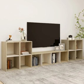 vidaXL 5 pcs conjunto móveis de TV derivados madeira branco/sonoma
