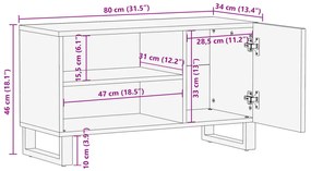 Móvel de TV 80x34x46 cm madeira de mangueira maciça castanho