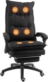 Cadeira de escritório com função de massagem, cadeira de escritório, cadeira ergonómica com altura ajustável, encosto reclinável, apoio para os pés in