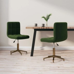 vidaXL Cadeiras de jantar giratorias 2 pcs veludo verde-escuro