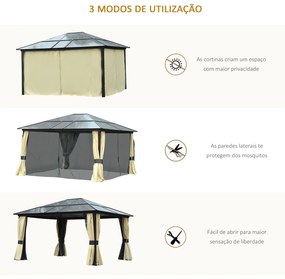 Outsunny Pérgola de Jardim 4,3x3,6m Pérgola de Alumínio de Exterior co