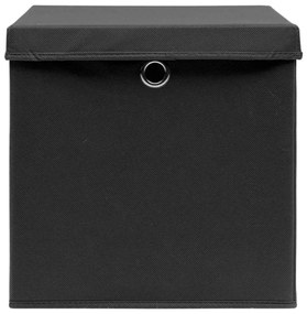 Caixas de arrumação com tampas 10 pcs 28x28x28 cm preto