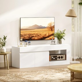 Móvel de TV com 2 Portas Prateleira Aberta Móvel de TV Televisóres de 60 Polegadas 140x40x48 cm Branco