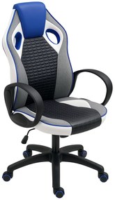 HOMCOM Cadeira Gaming com Altura Ajustável Suporte Lombar e Apoio para a Cabeça 60,5x67x107,5-116,5 cm Multicor | Aosom Portugal