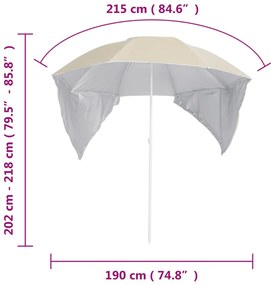 Guarda-sol de praia com paredes laterais 215 cm cor areia