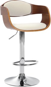 Banco de bar Kingston em couro sintético 50 x 88-102 x 48 cm Nogueira + Branco